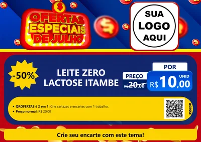 Modelo de Cartaz para Cartaz A4 Horizontal com o tema Ofertas Especiais de Julho para Frios e Laticínios