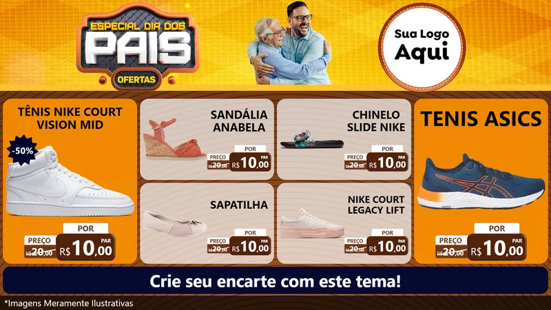 Modelo de TV para TV Horizontal com o tema Especial Dia dos Pais para Calçados