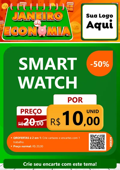 Modelo de Cartaz para Cartaz A4 Vertical com o tema Janeiro da Economia para Informática