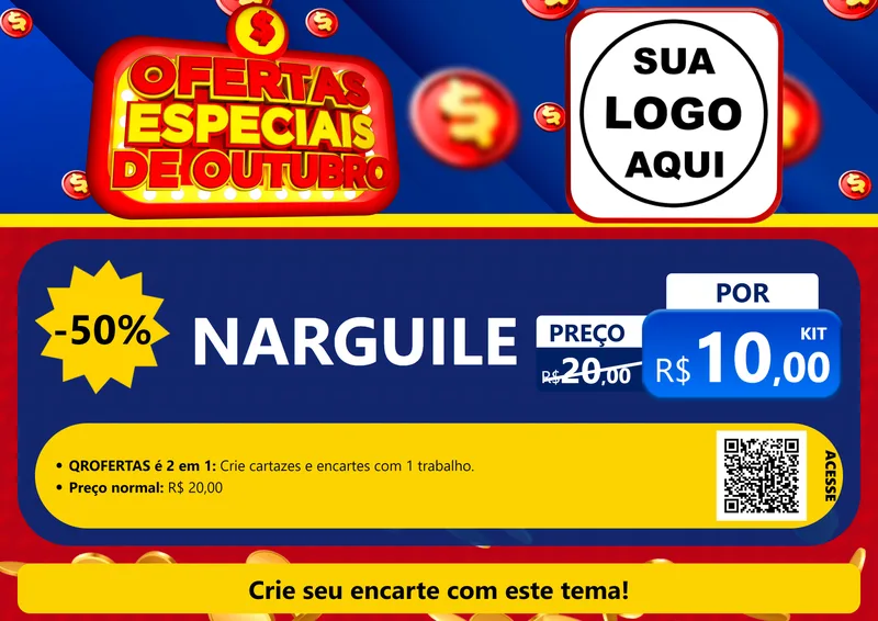 Modelo de Cartaz para Cartaz A4 Horizontal com o tema Ofertas Especiais de Outubro para Tabacaria