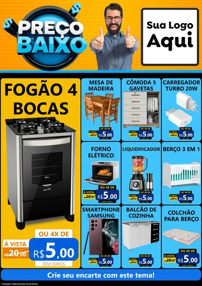 Modelo de Encarte para Encarte A4 Vertical com o tema Preço Baixo para Móveis e Eletro