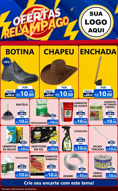 Modelo de Encarte para Encarte Grande com o tema Ofertas Relâmpago para Agropecuária