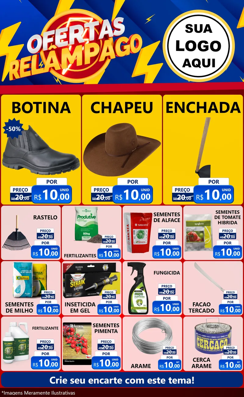 Modelo de Encarte para Encarte Grande com o tema Ofertas Relâmpago para Agropecuária