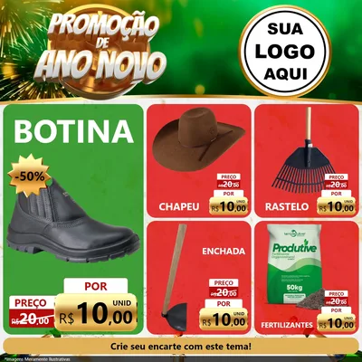 Modelo de Rede Social para Feed Facebook com o tema Promoção de Ano Novo para Agropecuária
