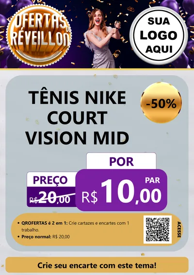 Modelo de Cartaz para Cartaz A4 Vertical com o tema Ofertas de Réveillon para Calçados