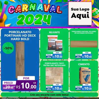 Modelo de Rede Social para Feed Facebook com o tema Carnaval 2027 para Pisos e revestimentos