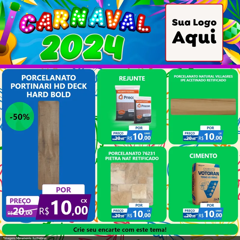 Modelo de Rede Social para Feed Facebook com o tema Carnaval 2027 para Pisos e revestimentos
