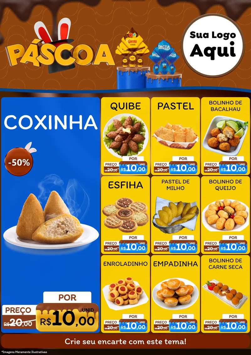 Modelo de Encarte para Encarte A4 Vertical com o tema Páscoa para Salgadaria