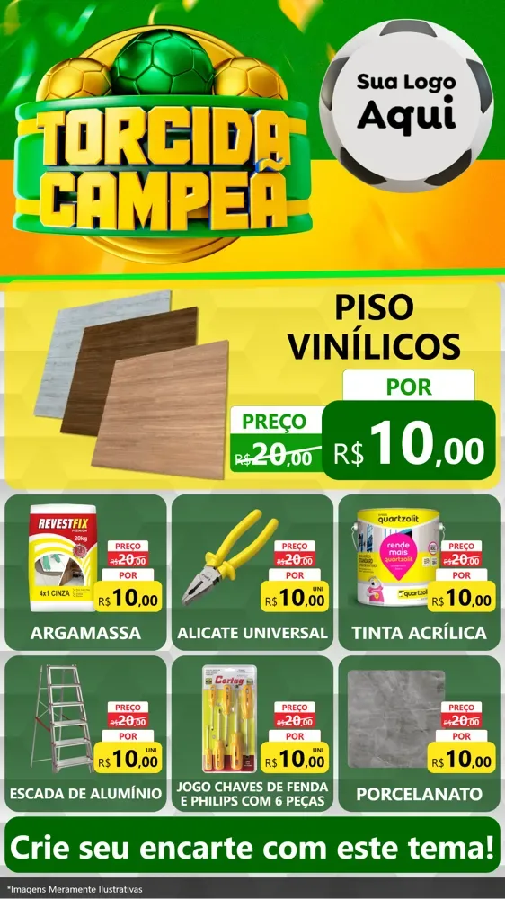 Modelo de Rede Social para Stories com o tema Torcida Campeã - Copa para Material para Construção