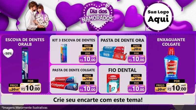 Modelo de TV para TV Horizontal com o tema Dia dos Namorados para Higiene Pessoal