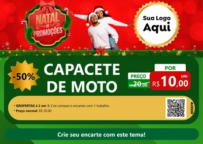 Modelo de Cartaz para Cartaz A4 Horizontal com o tema Natal de Promoções para Moto peças