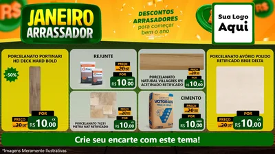 Modelo de TV para TV Horizontal com o tema Janeiro Arrasador para Pisos e revestimentos