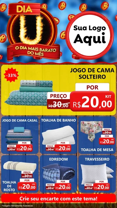 Modelo de Rede Social para Stories com o tema Dia U - O Dia Mais Barato Do Mês para Cama, Mesa e Banho