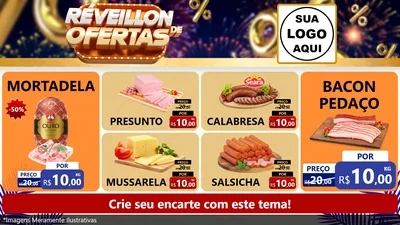 Modelo de TV para TV Horizontal com o tema Réveillon de Ofertas para Frios e Laticínios