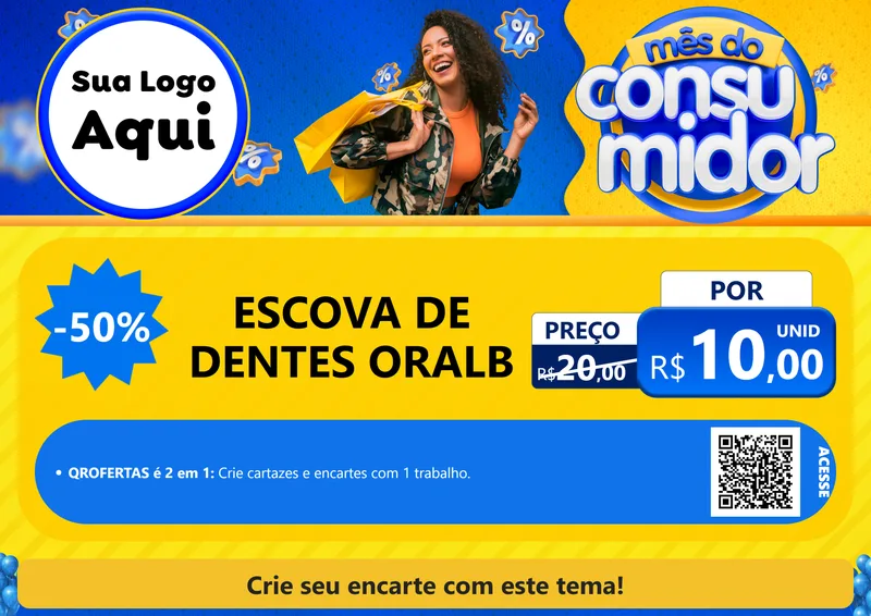 Modelo de Cartaz para Cartaz A4 Horizontal com o tema Mês do Consumidor para Higiene Pessoal