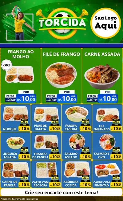 Modelo de Encarte para Encarte Grande com o tema Torcida para Restaurante