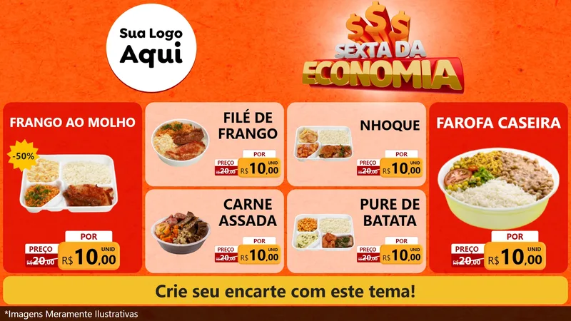 Modelo de TV para TV Horizontal com o tema Sexta da Economia para Restaurante