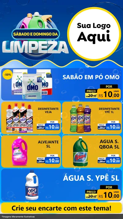 Modelo de TV para TV Vertical com o tema Sábado e Domingo da Limpeza para Produtos de Limpeza