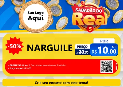 Modelo de Cartaz para Cartaz A4 Horizontal com o tema Sabadão do Real para Tabacaria