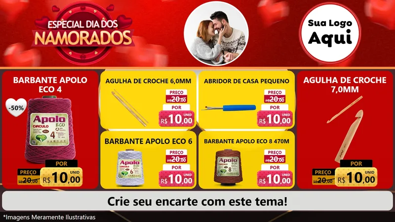 Modelo de TV para TV Horizontal com o tema Especial Dia Dos Namorados para Armarinho e Aviamentos