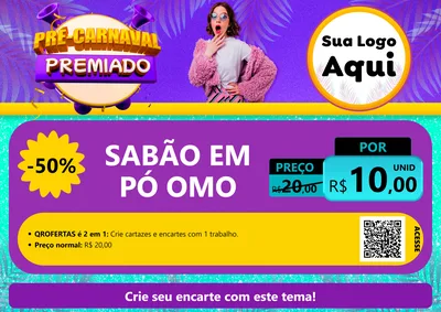 Modelo de Cartaz para Cartaz A4 Horizontal com o tema Pré-Carnaval Premiado para Produtos de Limpeza