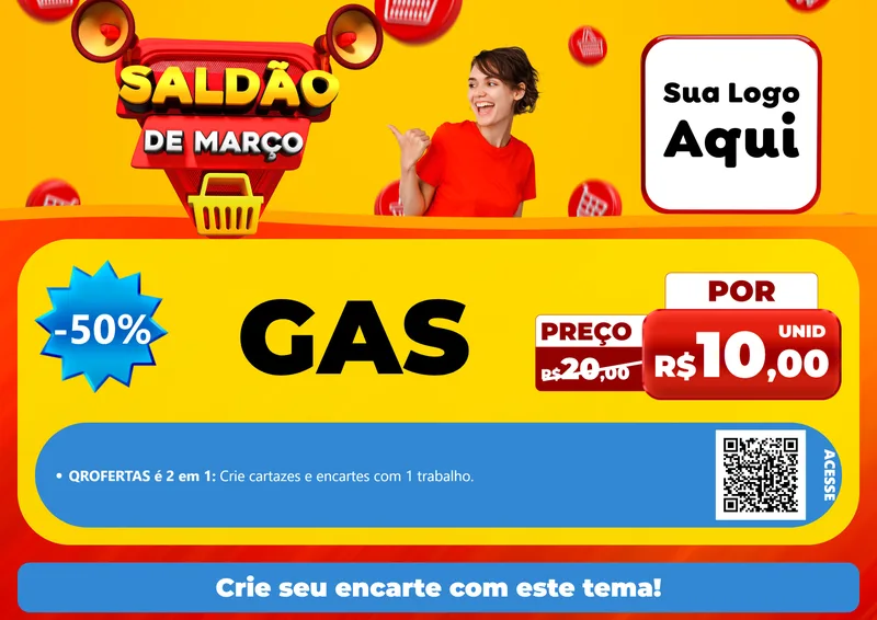 Modelo de Cartaz para Cartaz A4 Horizontal com o tema Saldão de Março para Água e gás
