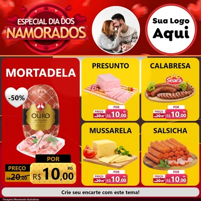 Modelo de Rede Social para Feed Facebook com o tema Especial Dia Dos Namorados para Frios e Laticínios