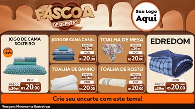 Modelo de TV para TV Horizontal com o tema Páscoa de Ofertas para Cama, Mesa e Banho