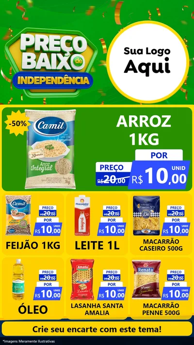 Modelo de Rede Social para Stories com o tema Preço Baixo de Independência para Supermercado
