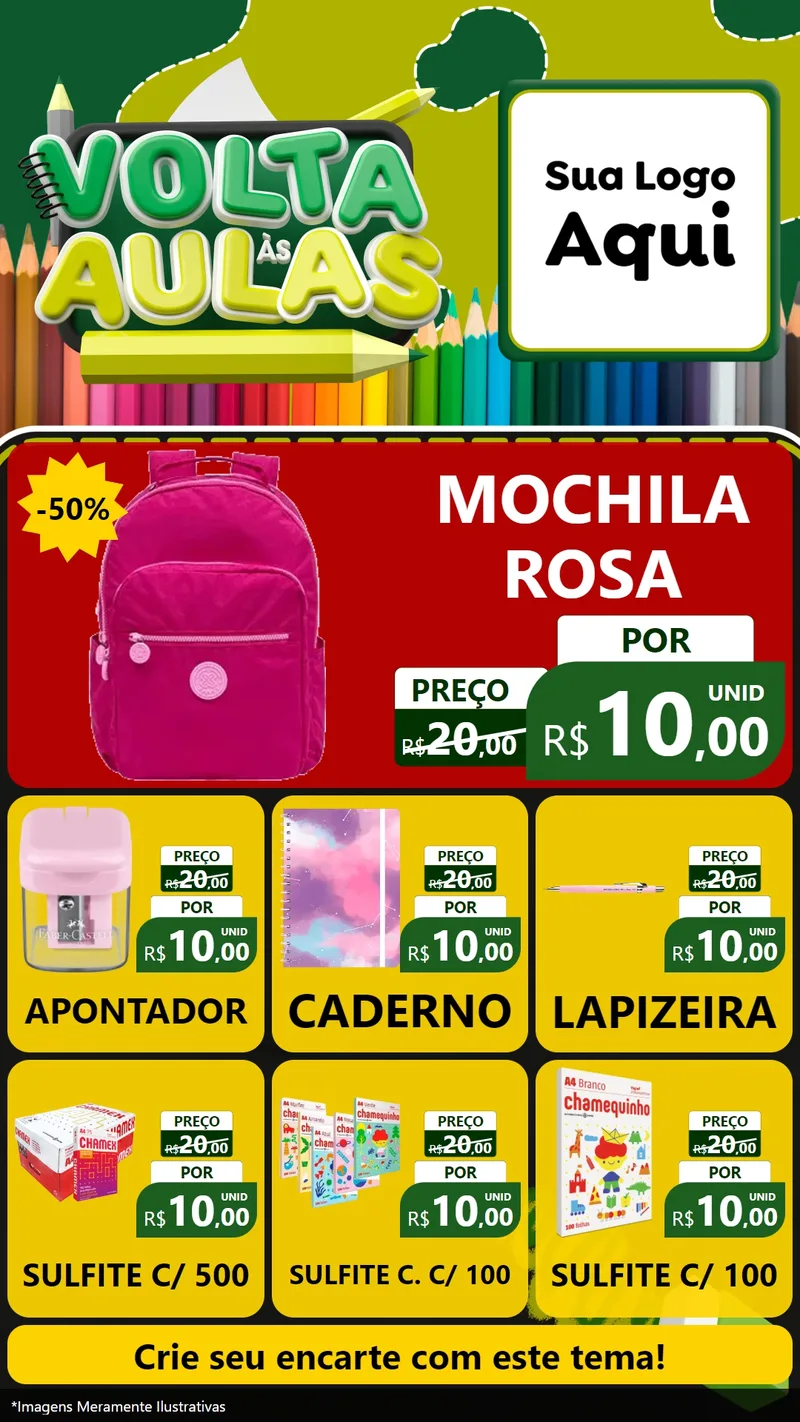 Modelo de Rede Social para Stories com o tema Volta às Aulas para Papelaria