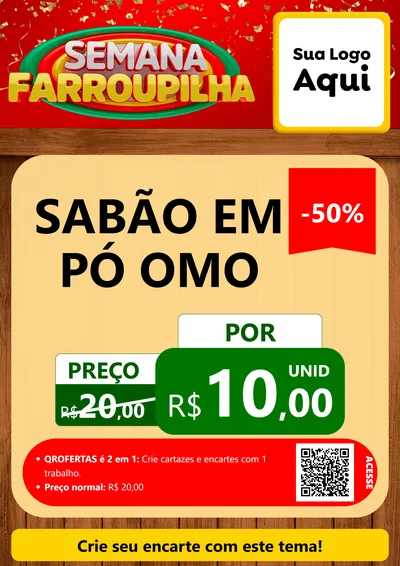 Modelo de Cartaz para Cartaz A4 Vertical com o tema Semana Farroupilha para Produtos de Limpeza