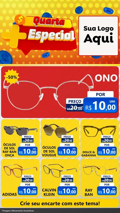 Modelo de Rede Social para Stories com o tema Quarta Mais Especial para Óticas