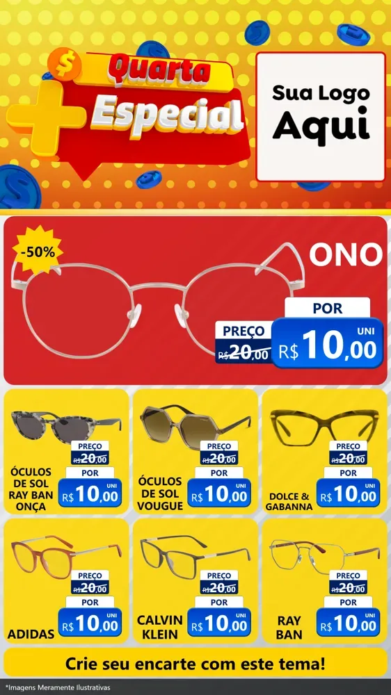 Modelo de Rede Social para Stories com o tema Quarta Mais Especial para Óticas