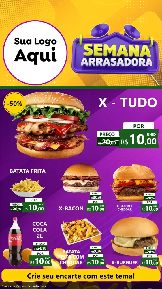 Modelo de Rede Social para Stories com o tema Semana Arrasadora para Hamburgueria
