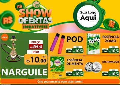 Modelo de Encarte para Encarte A4 Horizontal com o tema Show de Ofertas Imbatíveis para Tabacaria