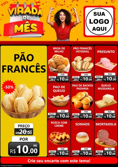 Modelo de Encarte para Encarte A4 Vertical com o tema Virada de Mês para Padaria