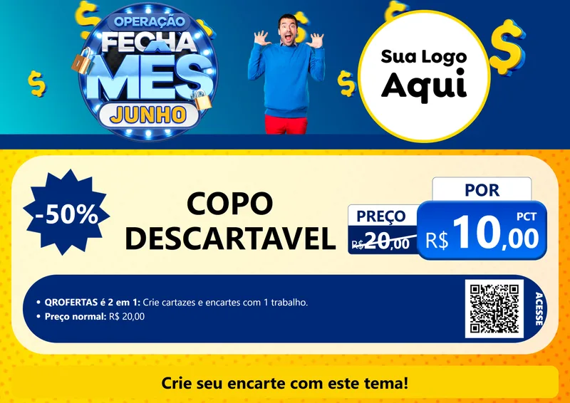 Modelo de Cartaz para Cartaz A4 Horizontal com o tema Operação Fecha Mês, Junho para Embalagens