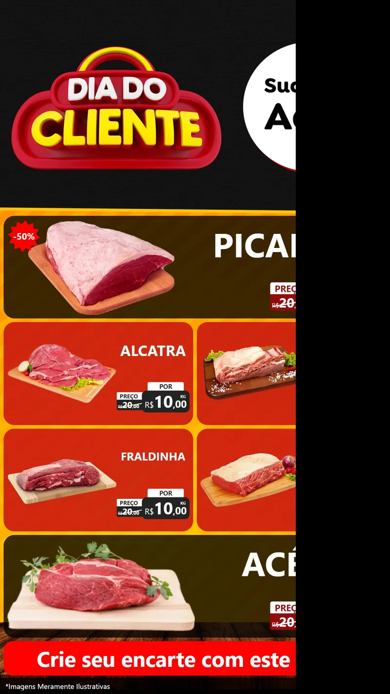 Modelo de TV para TV Vertical com o tema Dia do Cliente para Açougue