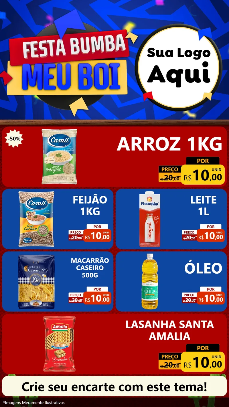 Modelo de TV para TV Vertical com o tema Festa Bumba meu Boi para Supermercado