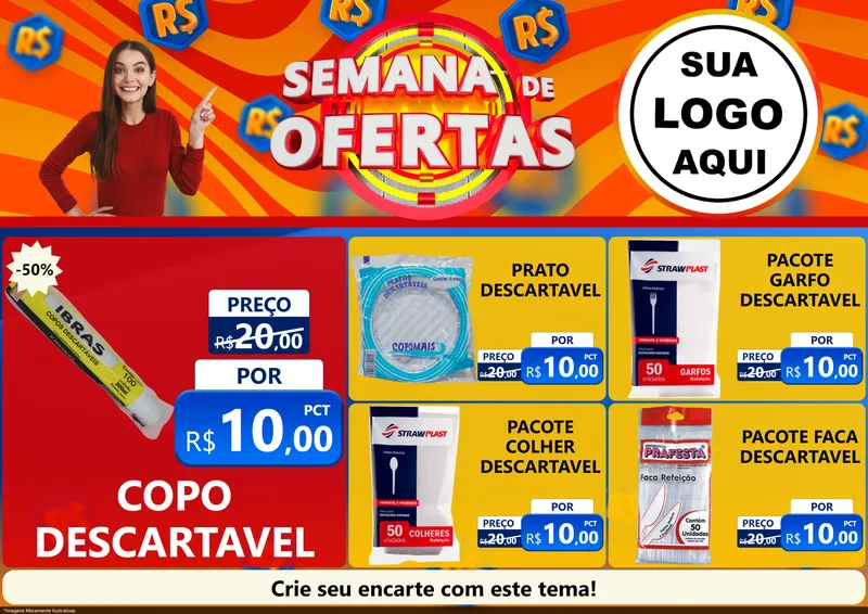 Modelo de Encarte para Encarte A4 Horizontal com o tema Semana de Ofertas para Embalagens