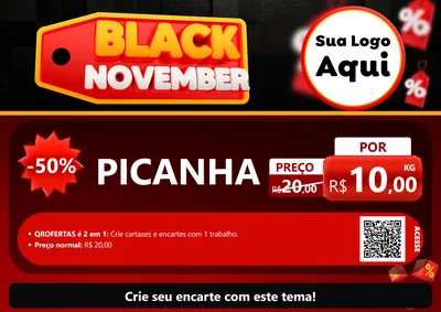 Modelo de Cartaz para Cartaz A4 Horizontal com o tema Black November para Açougue
