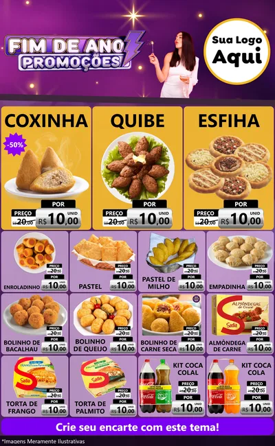Modelo de Encarte para Encarte Grande com o tema Fim de Ano Promoções para Salgadaria