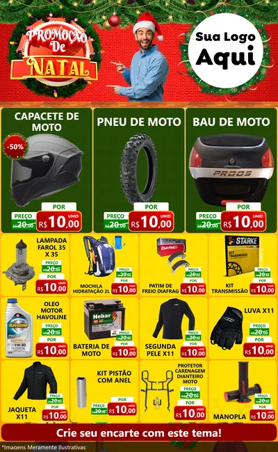 Modelo de Encarte para Encarte Grande com o tema Promoção de Natal para Moto peças
