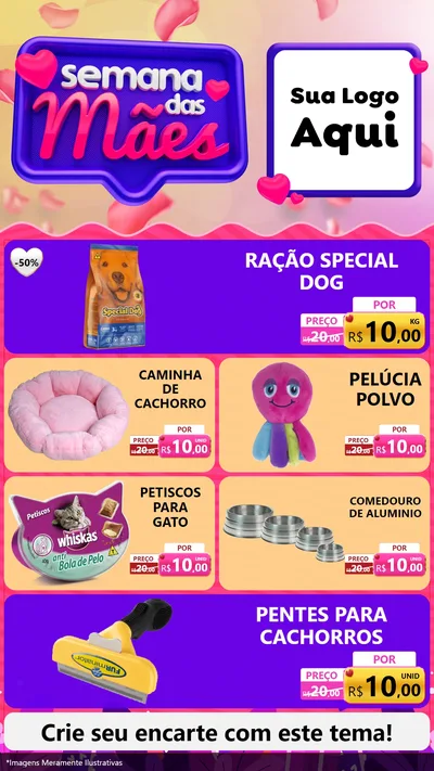 Modelo de TV para TV Vertical com o tema Semana das Mães para Pet Shop