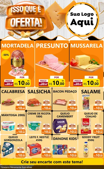 Modelo de Encarte para Encarte Grande com o tema Isso Que É Oferta para Frios e Laticínios