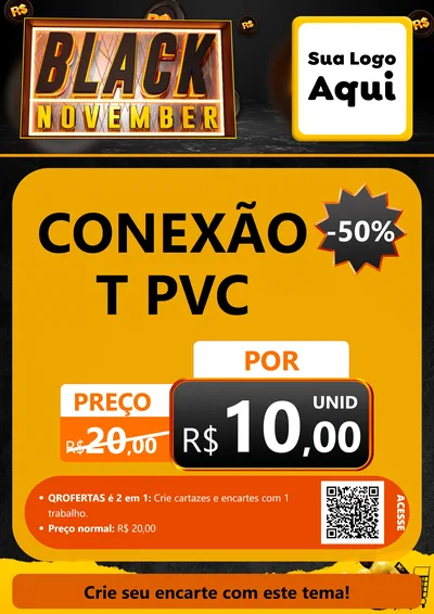 Modelo de Cartaz para Cartaz A4 Vertical com o tema Black November para Tubos e conexões