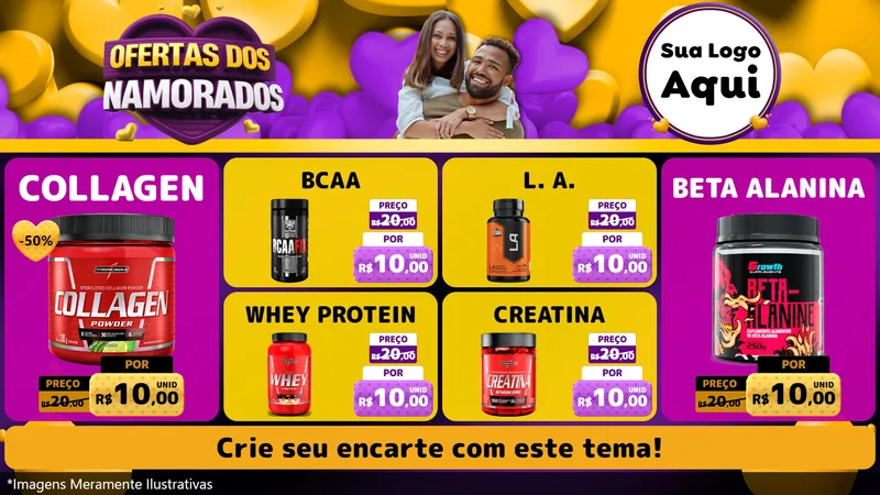 Modelo de TV para TV Horizontal com o tema Oferta Dos Namorados para Suplementos alimentares