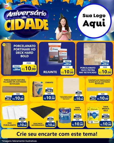 Modelo de Rede Social para Feed Instagram com o tema Aniversário da Cidade para Pisos e revestimentos
