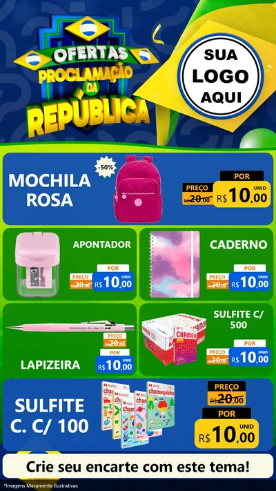 Modelo de TV para TV Vertical com o tema Ofertas Proclamação da República para Papelaria
