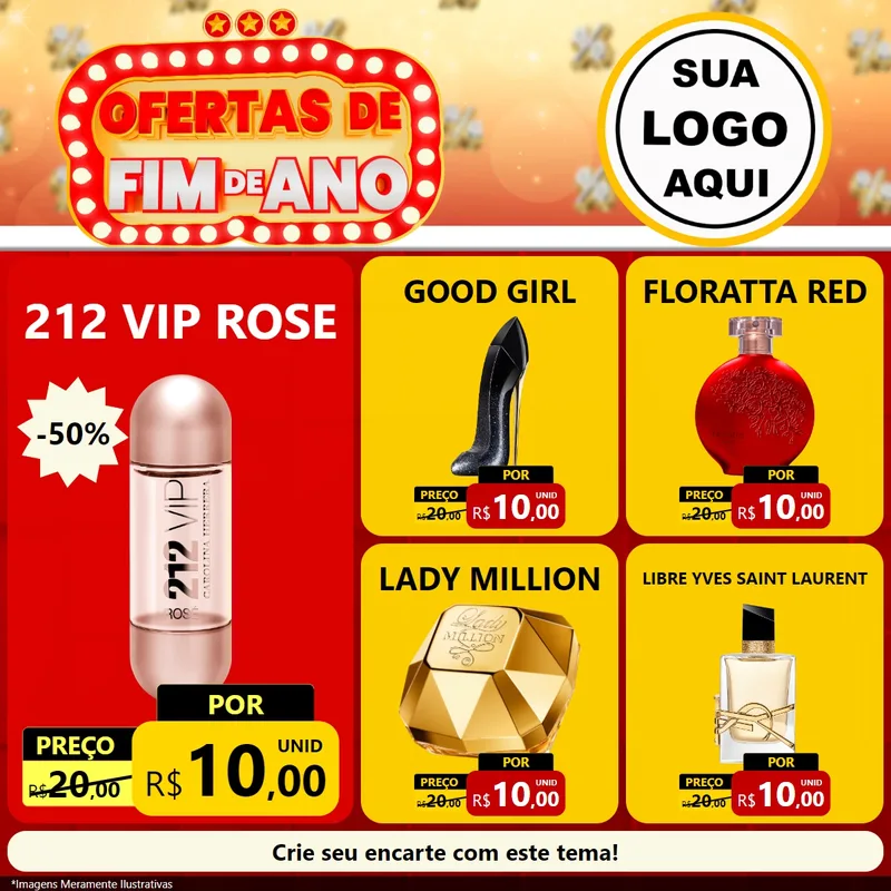 Modelo de Rede Social para Feed Facebook com o tema Ofertas de Fim de Ano para Perfumes